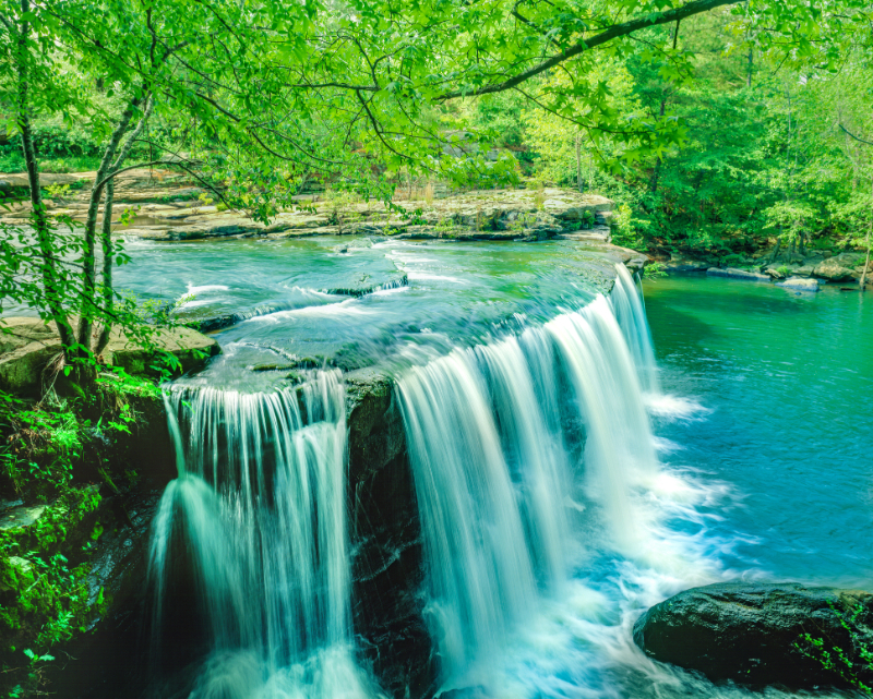 green waterfall