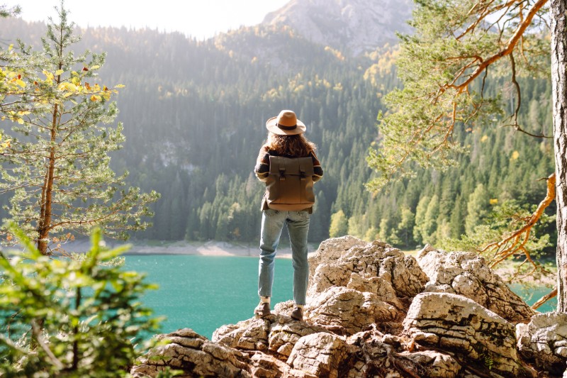 woman mountain climbing