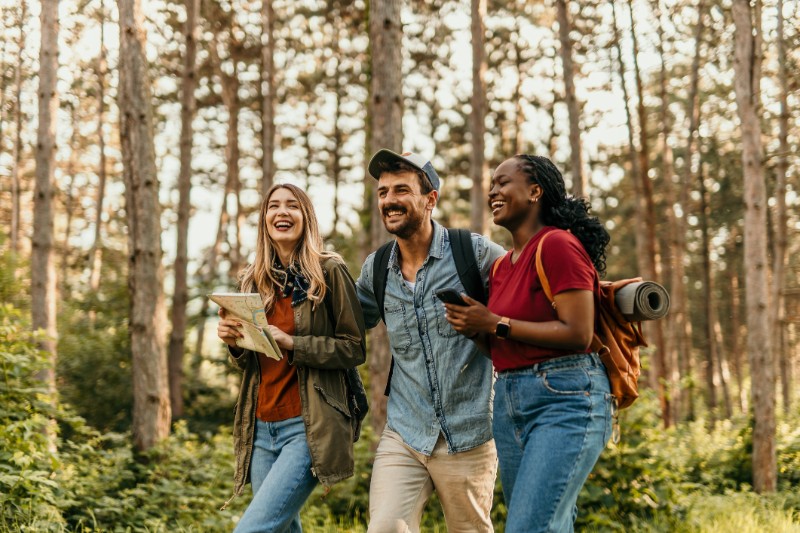 hiking with friends